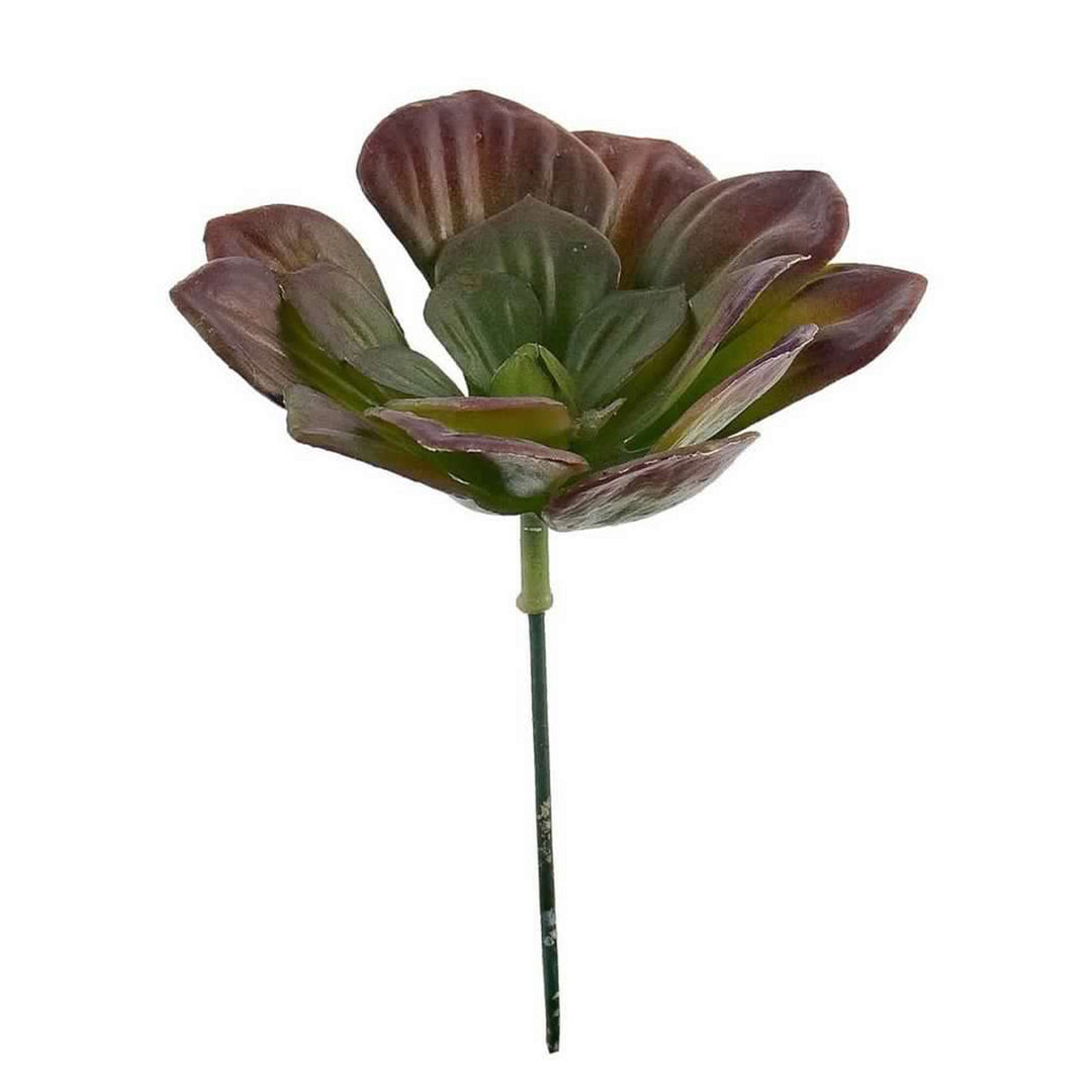 Pianta artificiale "Echeveria" verde e rosso, in plastica