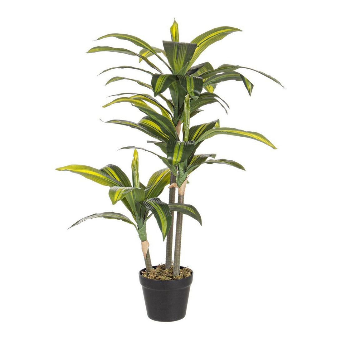 Pianta artificiale "Dracaena" con vaso in plastica nero, con foglie in gomma