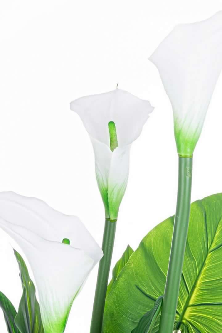 Pianta artificiale "Calla" con fiori bianchi 27 foglie da 100 cm