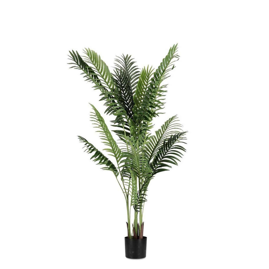 Pianta artificiale "Kenzia" con vaso nero, realistica, foglie in gomma