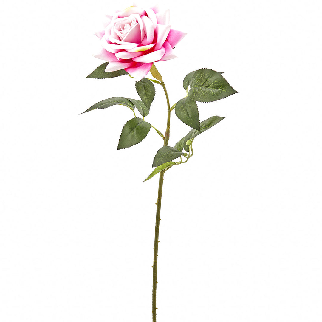 Rosa bliss artificiale aperta realistica con gambo per decorazione ambienti H 62 cm