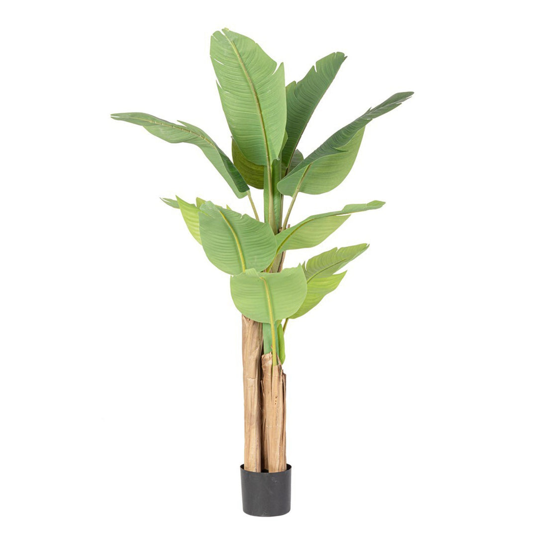 Pianta artificiale "Banano" con vaso nero, foglie in gomma, realistica