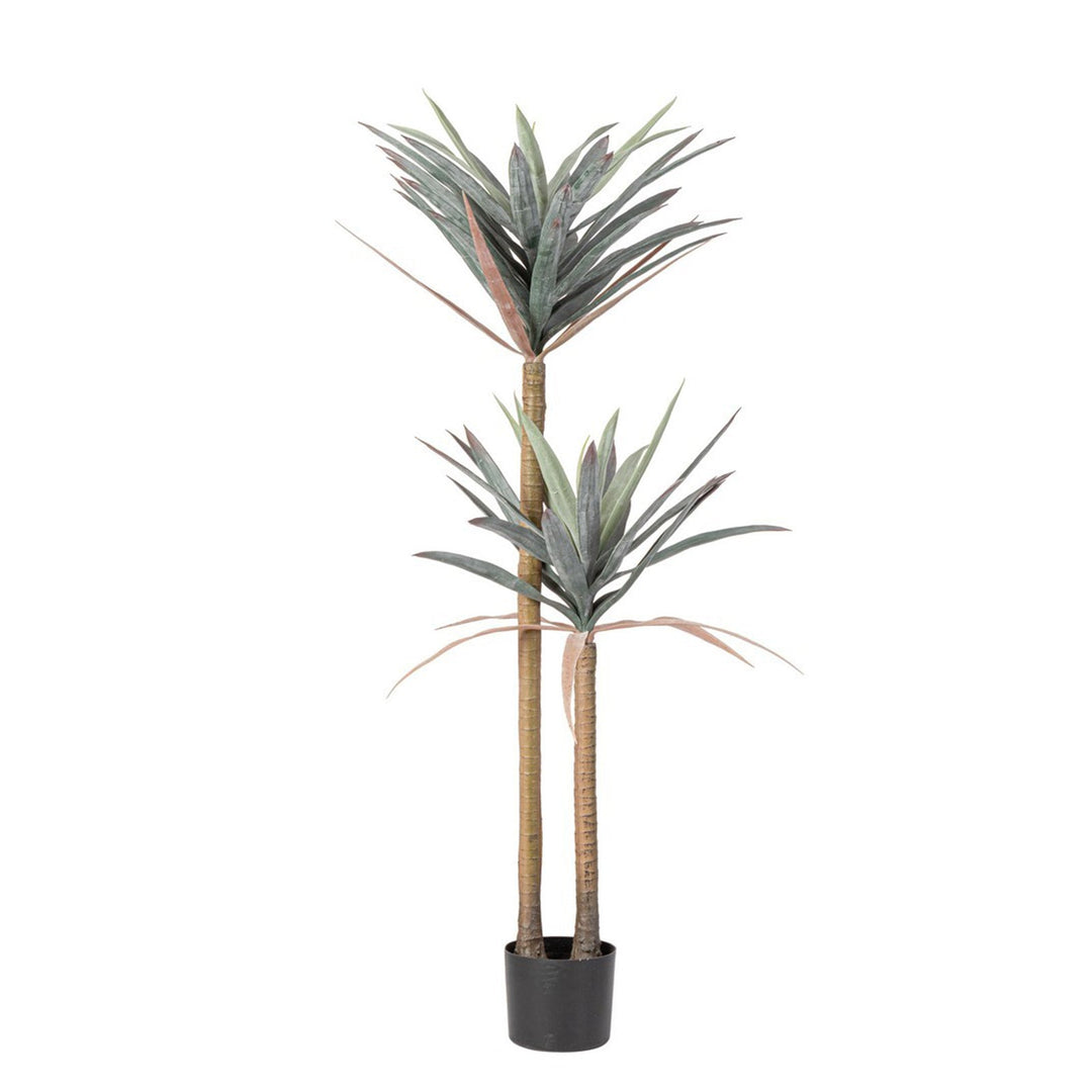 Pianta artificiale "Yucca" con vaso in plastica nero, con foglie in plastica