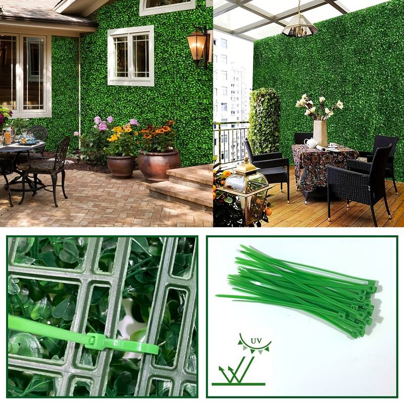 Siepe artificiale per parete sempreverde verticale "Bosso" da intero ed esterno 1 x 1 mt