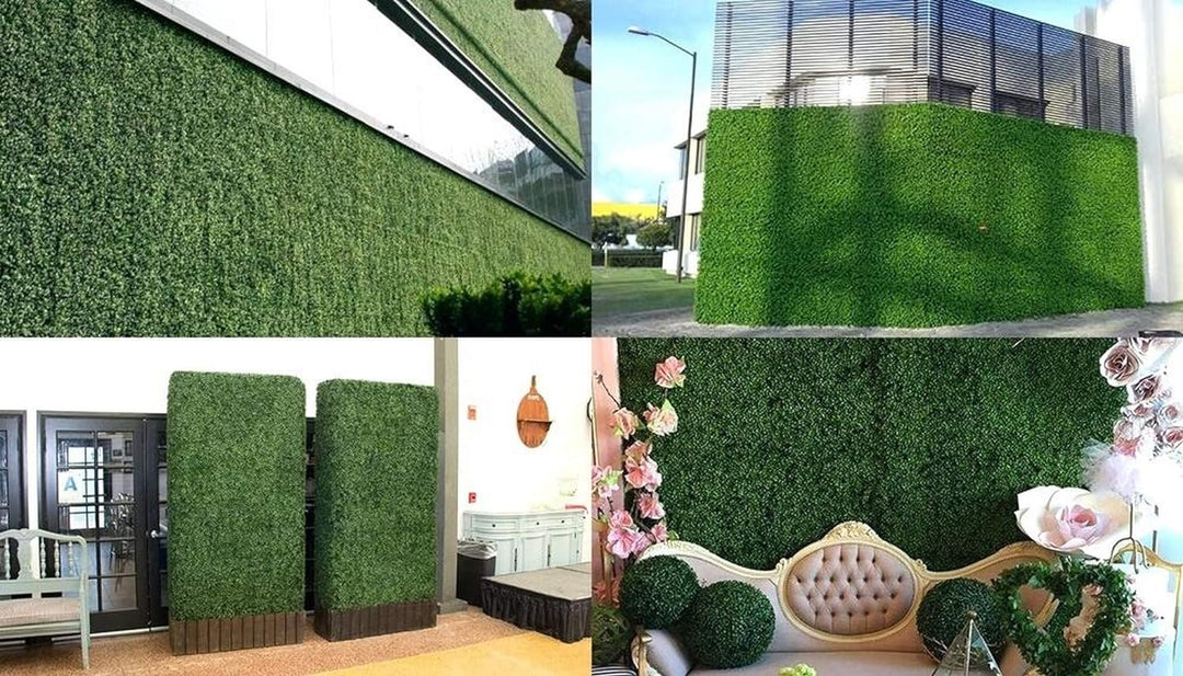 Siepe artificiale per parete sempreverde verticale "Buxus" da intero ed esterno 50 x 50 cm