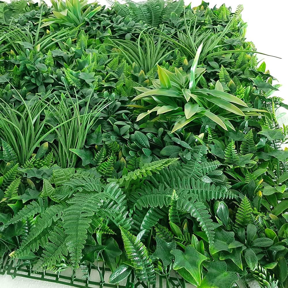 Siepe artificiale per parete sempreverde verticale "Giungla" da intero ed esterno 1 x 1 mt