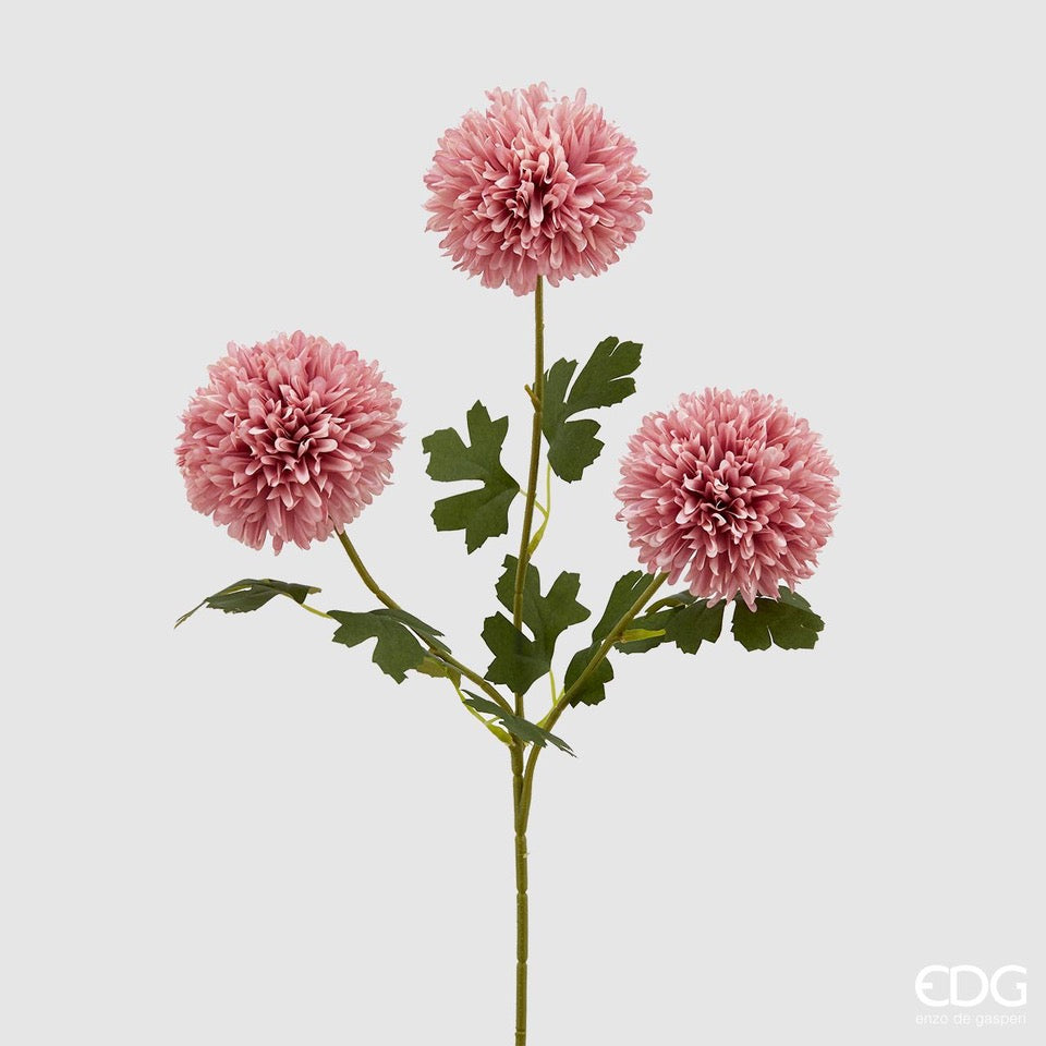 Fiore artificiale "Dalia" effetto realistico con stelo e foglie verdi  h 65 cm
