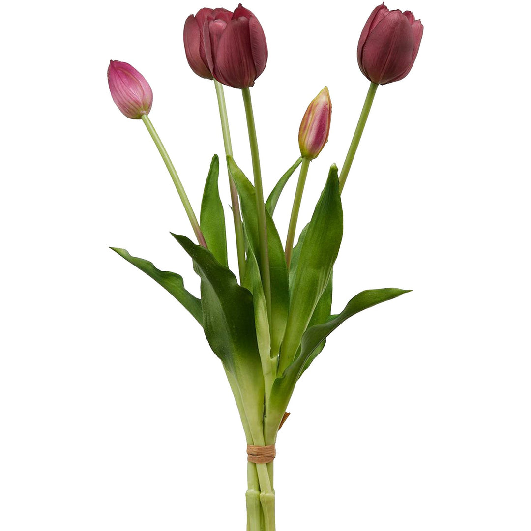 Fiore artificiale "tulipano" effetto realistico con stelo e foglie verdi