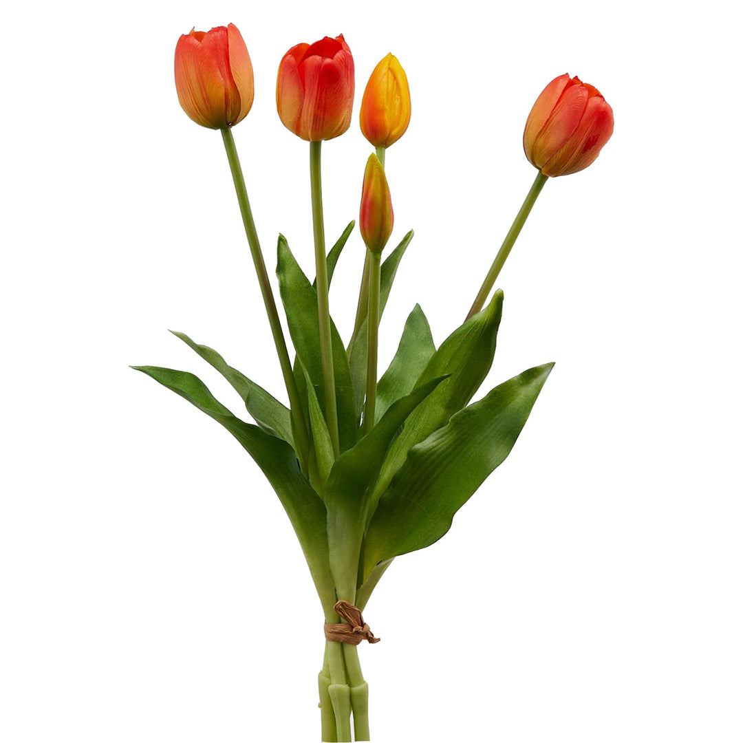 Mazzo 5 tulipani in gomma per decorazione ambienti h 39 cm