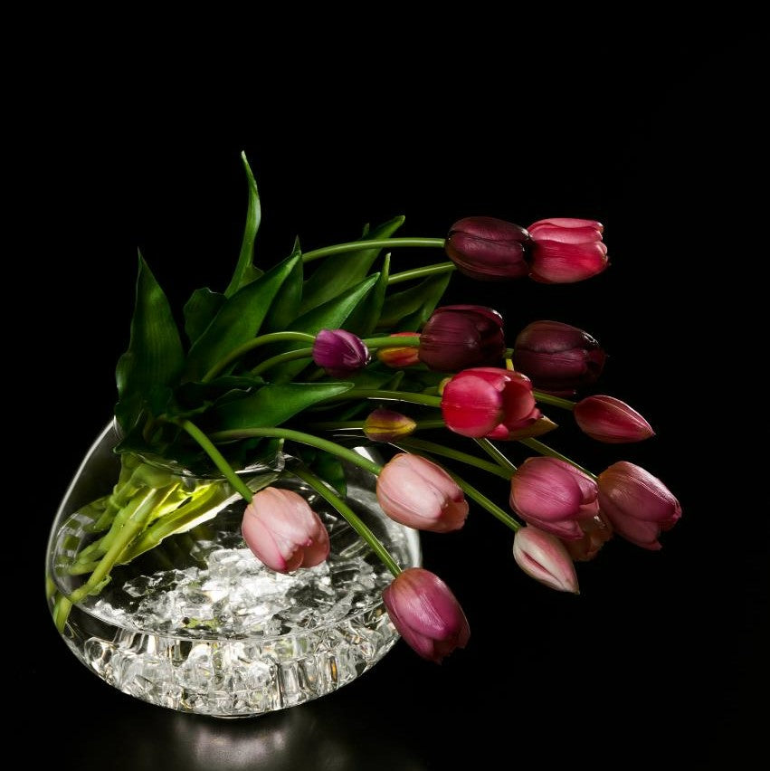 Fiore artificiale "tulipano" effetto realistico con stelo e foglie verdi