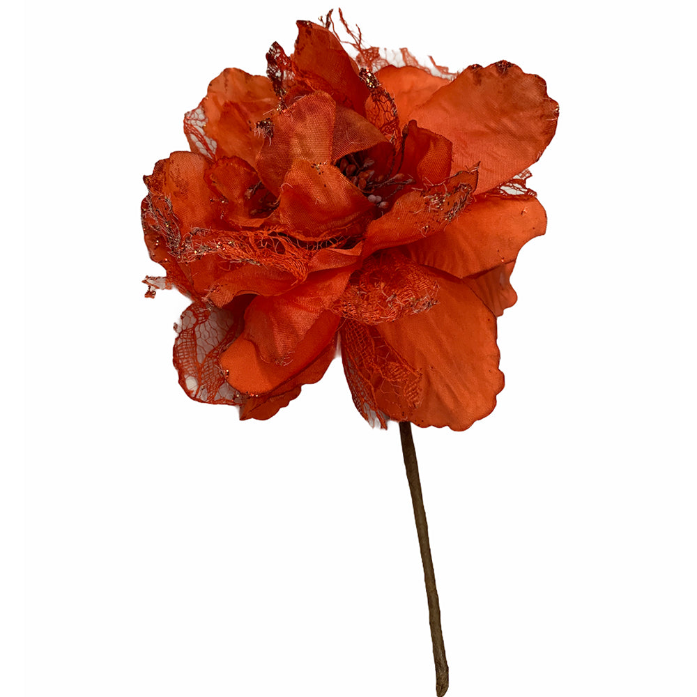 Fiore artificiale rosso h 17cm effetto realistico con stelo verde