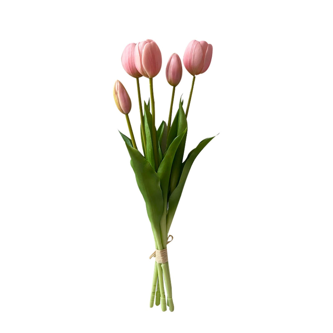 Mazzo 5 tulipani in gomma per decorazione ambienti h 39 cm