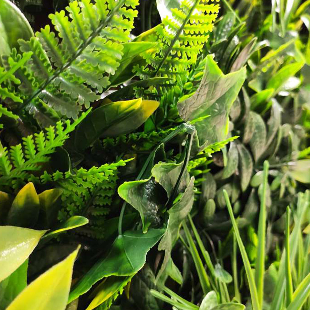 Siepe artificiale per parete sempreverde verticale "Giungla" da intero ed esterno 1 x 1 mt