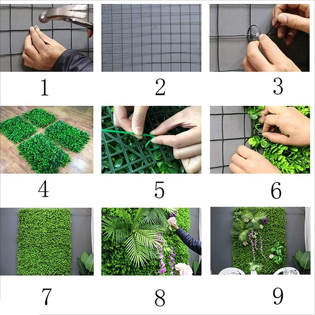 Siepe artificiale per parete sempreverde verticale "Giungla" da intero ed esterno 1 x 1 mt