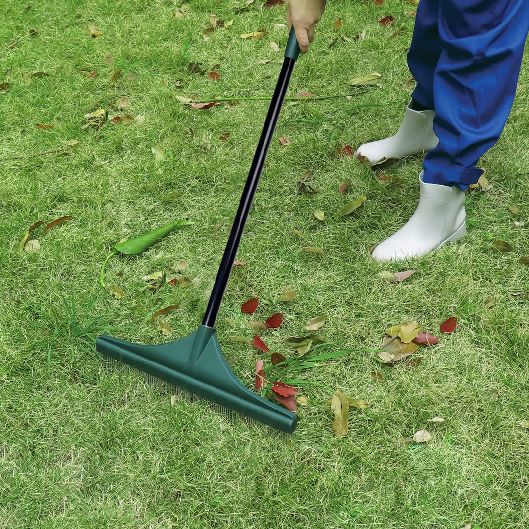 Scopa a pettine con manico per pulizia erba sintetica 45 x h 132 cm