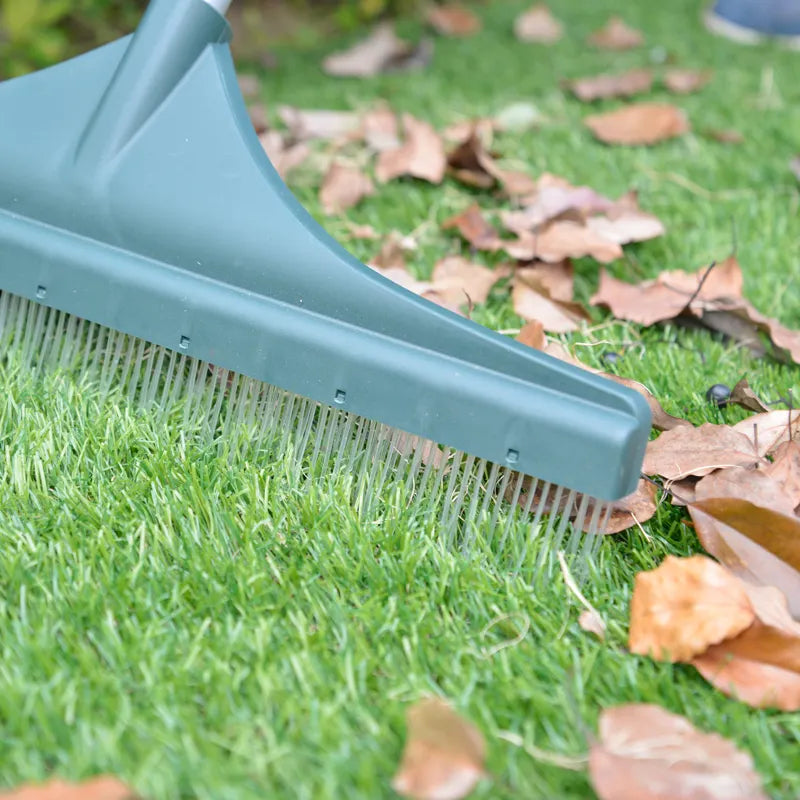 Scopa a pettine con manico per pulizia erba sintetica 45 x h 132 cm