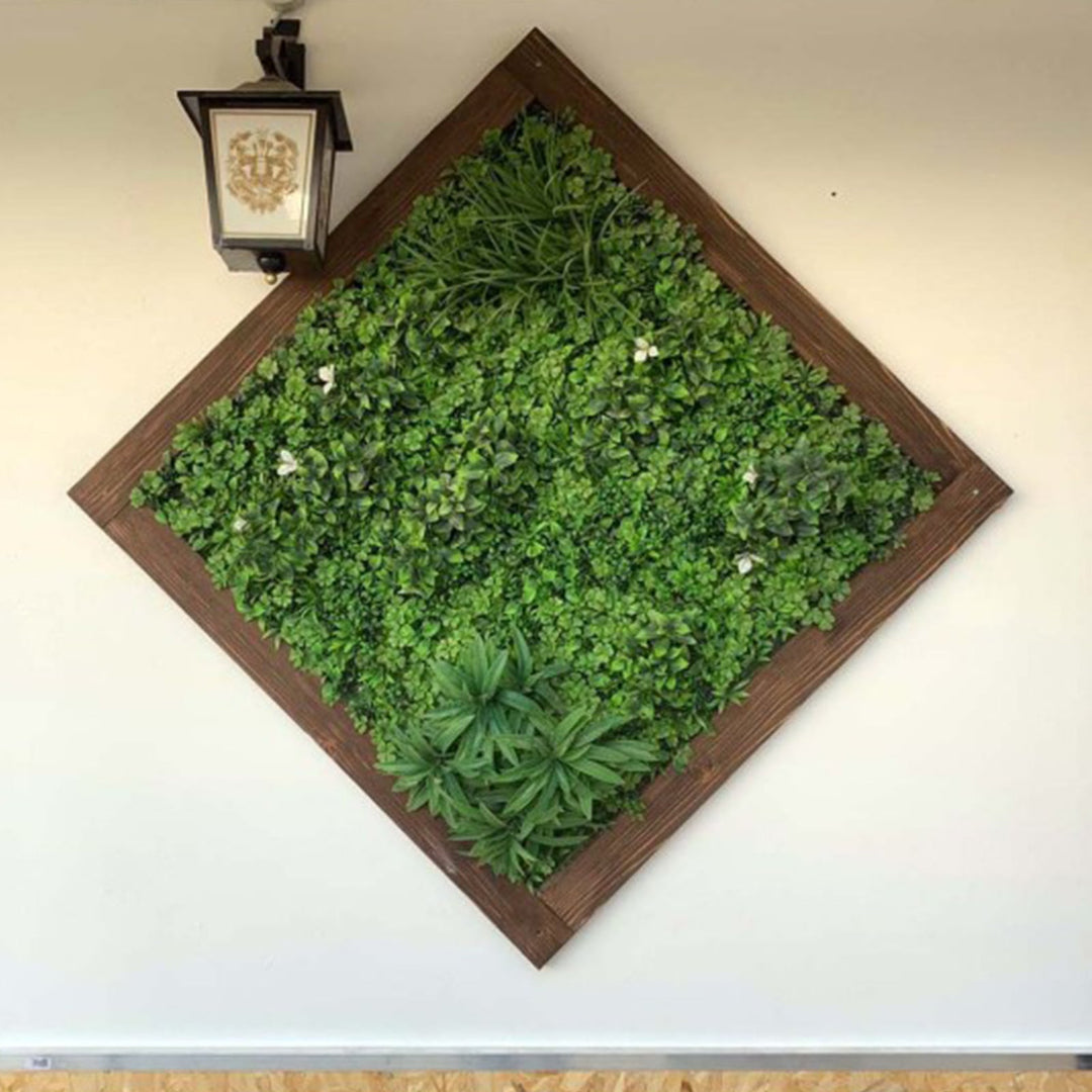 Siepe artificiale per parete sempreverde verticale "Giungla" da intero ed esterno 1 x 1 mt