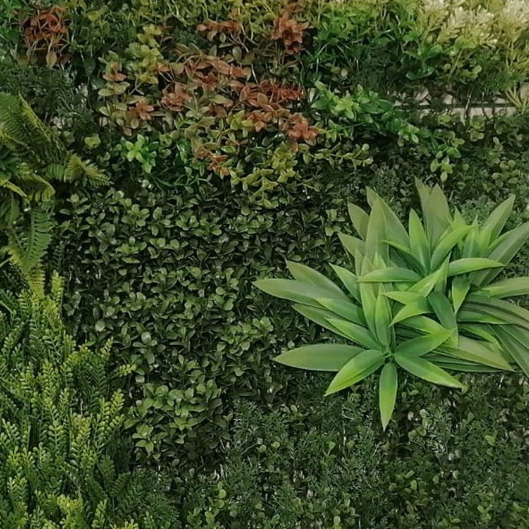 Siepe artificiale per parete sempreverde verticale "Tropicale" da intero ed esterno 1 x 1 mt