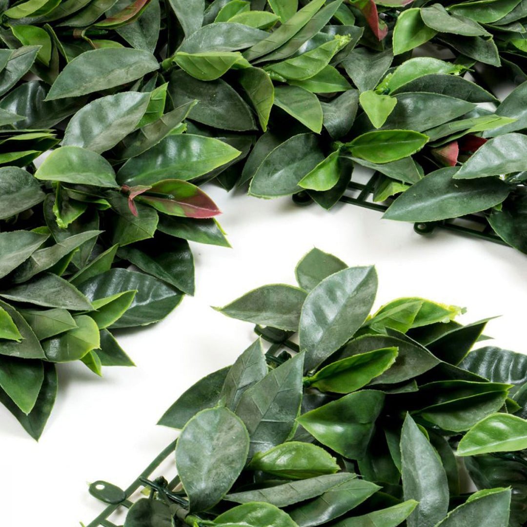 Siepe artificiale per parete sempreverde verticale "Photinia" da intero ed esterno 1 x 1 mt